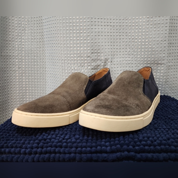 Frye Shoes - Frye Women's Suede Slip-On Sneakers - Gray and Navy